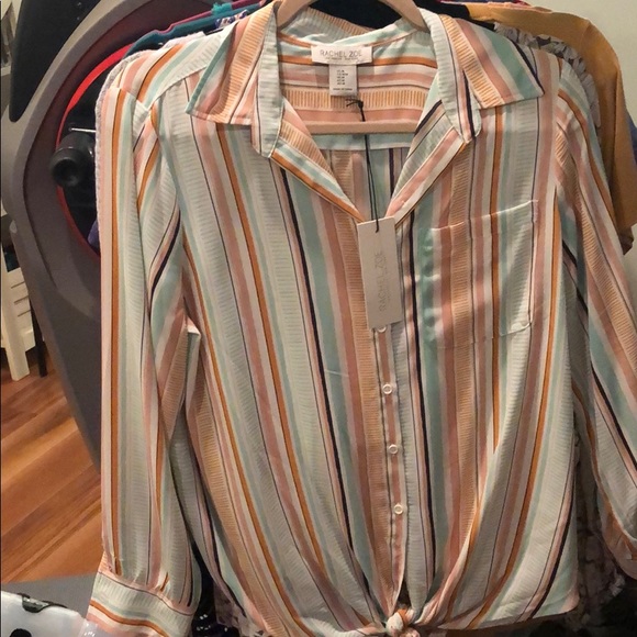NWT Rachel Zoe striped long sleeve button down - Picture 3 of 3